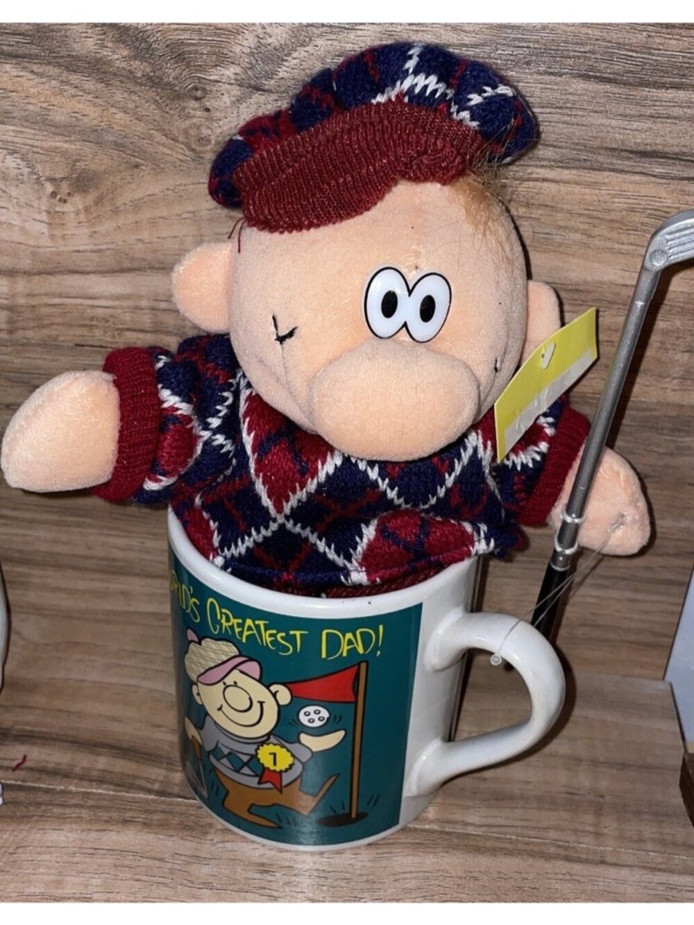 Mens Worlds Greatest Dad Mug Set Golf Pop Fathers Day Plush Golf Club NWT Sports